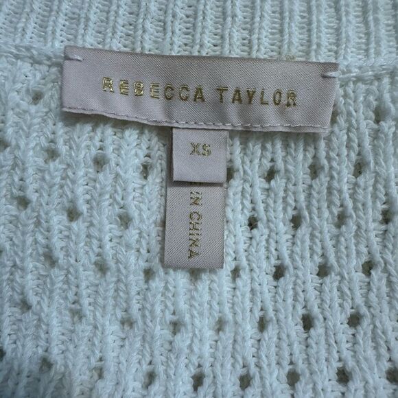 Rebecca Taylor Crimp Cotton Pullover Sweater in Milk - Picture 6 of 7